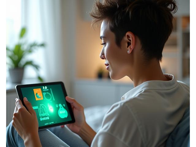 An individual engaged in a challenging cognitive brain game on a tablet, with a focused expression illustrating mental engagement.