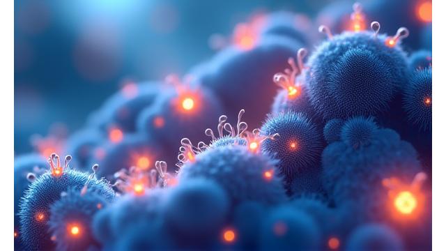 Illustration of a healthy gut microbiome with beneficial bacteria, vibrant and colorful.