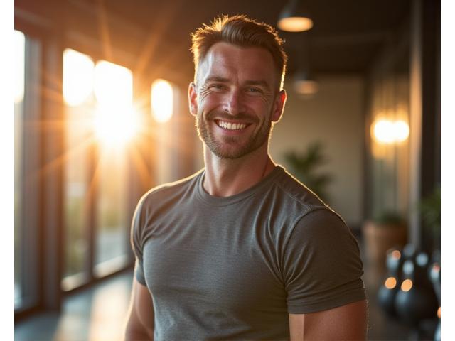 Mature man in peak physical condition exercising with focus and vitality