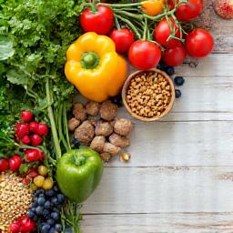 Fresh, vibrant array of healthy foods like colorful vegetables, fruits, and lean proteins, symbolizing nutrition.